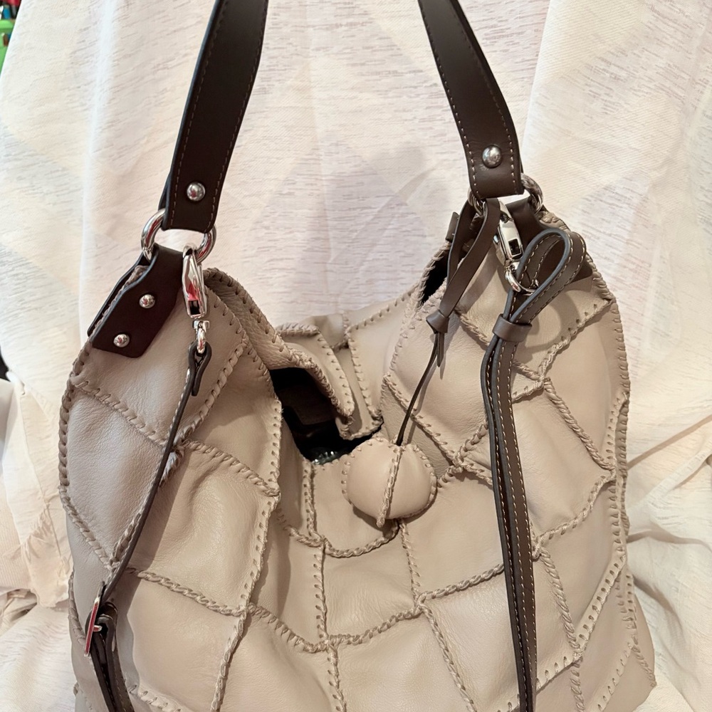 Gianni Conti Italian Leather Patchwork Shoulder T… - image 2